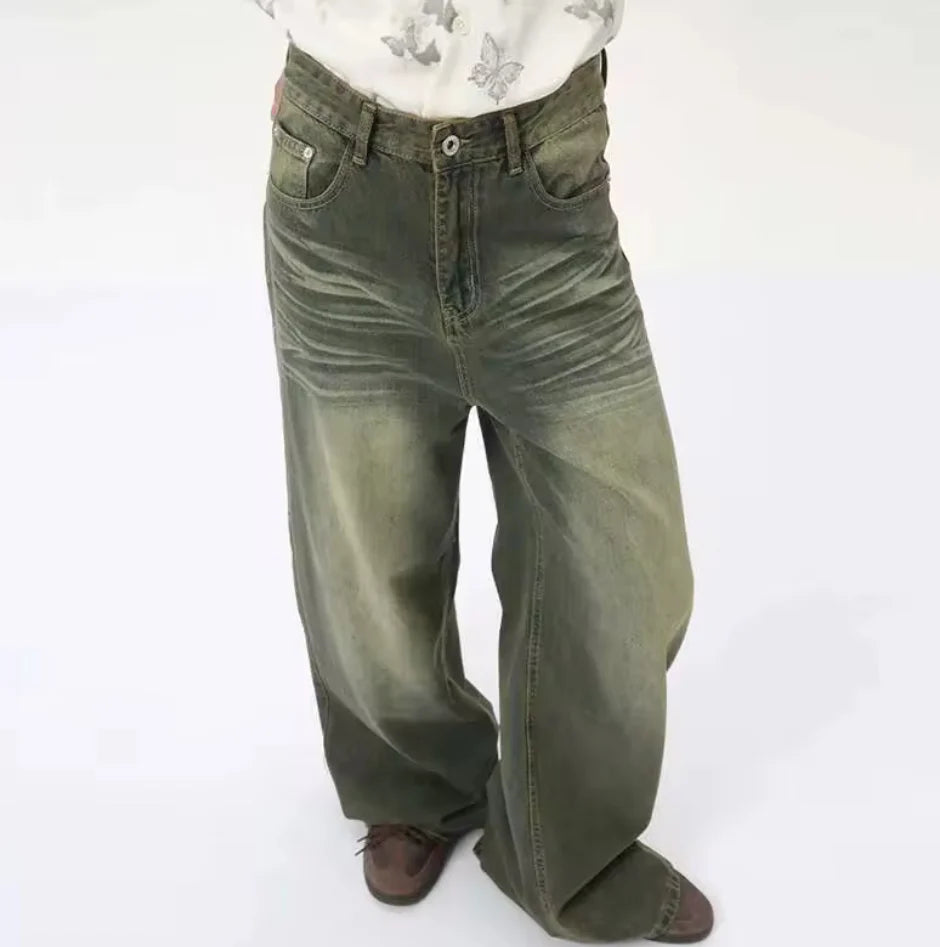 "Shallow Green" Baggy Jeans