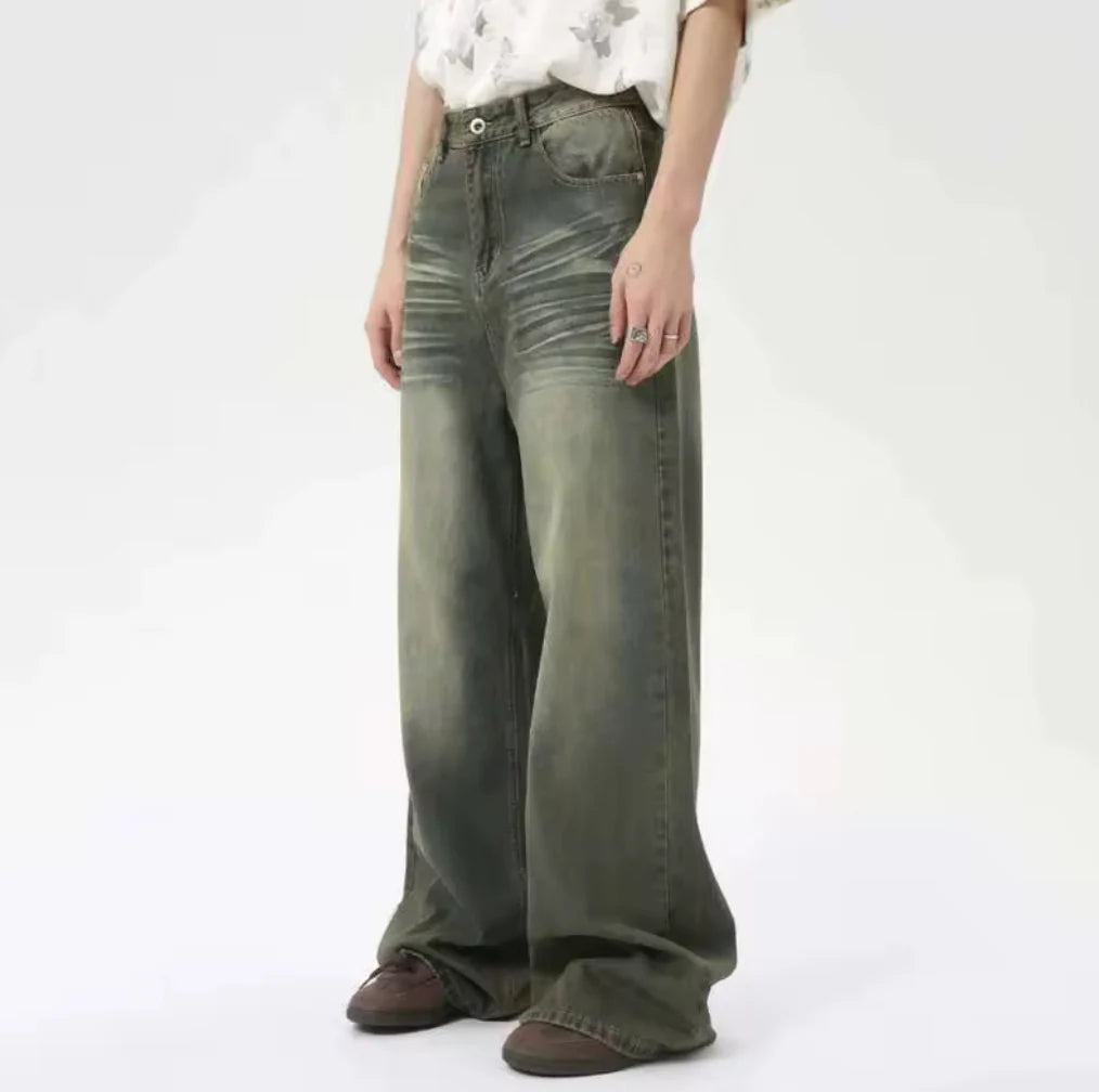 "Shallow Green" Baggy Jeans