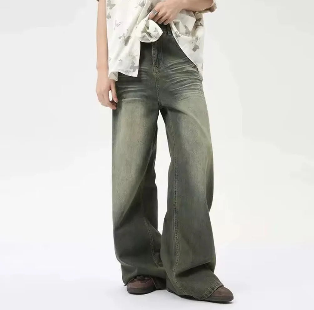 "Shallow Green" Baggy Jeans