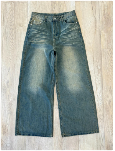 "Shallow Green" Baggy Jeans