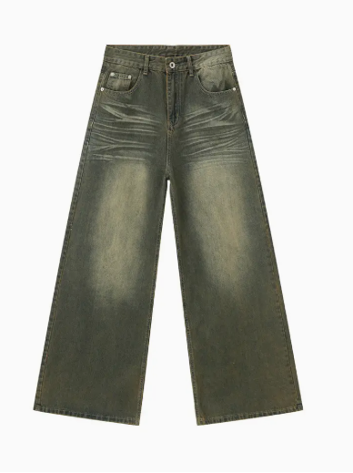 "Shallow Green" Baggy Jeans